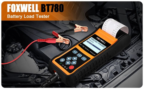 FOXWELL Probador de carga de batería de coche para 6 V, 12 V, 24 V, sistema de arranque y parada de carga, herramienta de prueba BT780 analizador de baterías automático con impresora térmica integrada y estuche de transporte