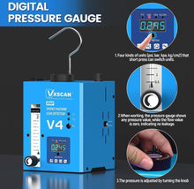 Cargar imagen en el visor de la galería, VXSCAN Máquina de humo EVAP automotriz, probador de detección de fugas de vacío de diagnóstico, detector de fugas de tubería de combustible de modo dual con manómetro y medidor de flujo de aire para motocicleta/coche/camión/barco