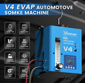 VXSCAN Máquina de humo EVAP automotriz, probador de detección de fugas de vacío de diagnóstico, detector de fugas de tubería de combustible de modo dual con manómetro y medidor de flujo de aire para motocicleta/coche/camión/barco