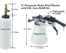 Cargar imagen en el visor de la galería, Kit de herramientas neumáticas de purgado de líquido de frenos con extractor y botella de repuesto, juego de cambio de aceite de freno de 1 litro con adaptadores, enchufes y manguera, se aplica a automóvil, camión, motocicleta, 90-120 PSI