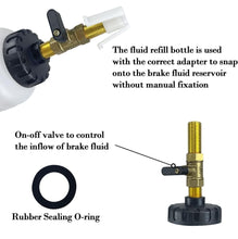 Cargar imagen en el visor de la galería, Kit de herramientas neumáticas de purgado de líquido de frenos con extractor y botella de repuesto, juego de cambio de aceite de freno de 1 litro con adaptadores, enchufes y manguera, se aplica a automóvil, camión, motocicleta, 90-120 PSI
