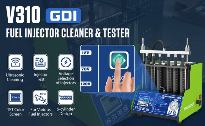 Máquina probadora de limpiador de inyector de combustible, limpiadores de sistema de inyección de combustible V310 con 6 cilindros, kit de herramientas de limpieza de prueba ultrasónica