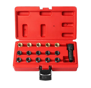 Kit de herramientas de reparación de roscas de bujía de 0.551 in x 1.25, kit restaurador de rosca métrica M16 grifo con estuche portátil