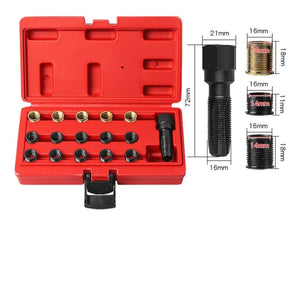 Kit de herramientas de reparación de roscas de bujía de 0.551 in x 1.25, kit restaurador de rosca métrica M16 grifo con estuche portátil