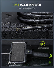 Cargar imagen en el visor de la galería, Anykit Cámara endoscopio con luz, endoscopio de doble lente 1080P, boroscopio de pantalla IPS de 6 pulgadas, cámara de inspección de serpiente de plomería con pantalla dividida, tarjeta de 32 GB,