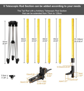 Huepar Nivel láser giratorio verde electrónico + puntos de plomada, kit láser giratorio horizontal/vertical autonivelante 800M con gafas, receptor, placa de objetivo, control remoto, batería de iones de litio y adaptador 5V2A