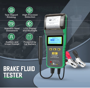 Probador de líquido de freno con impresora, detector de líquido de freno de coche con sonda de alta precisión, probador de líquido de freno DOT3 DOT4 DOT5.1, herramienta de probador de líquido de freno automotriz con indicador audible y visual