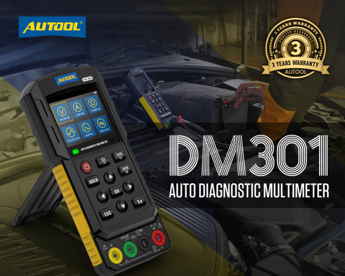 AUTOOL-multímetro de diagnóstico automático DM301, probador de circuito de coche, osciloscopio de sonda de potencia/diodo/prueba de señal de pulso de encendido,