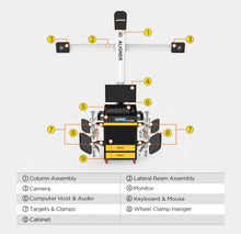 Cargar imagen en el visor de la galería, AUTOOL Máquina de alineación de ruedas 3D, sistema de alineación de neumáticos totalmente automático posicionador de ruedas, máquinas de alineación de ruedas para 99% de vehículos