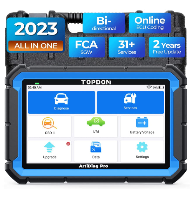 TOPDON ArtiDiag Pro OBD2 escáner, herramienta de escaneo bidireccional con codificación ECU, servicio 31, derivación de puerta de enlace FCA (valorado en $200), escáner de diagnóstico de sistema completo de nivel OEM para más de 100 marcas,