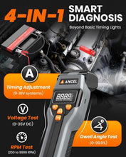 Cargar imagen en el visor de la galería, ANCEL LT70 Luz de sincronización digital automotriz, pistola de luz de encendido inductivo con tacómetro, prueba de avance, permanencia y voltaje, LED de alto brillo y carga tipo C,