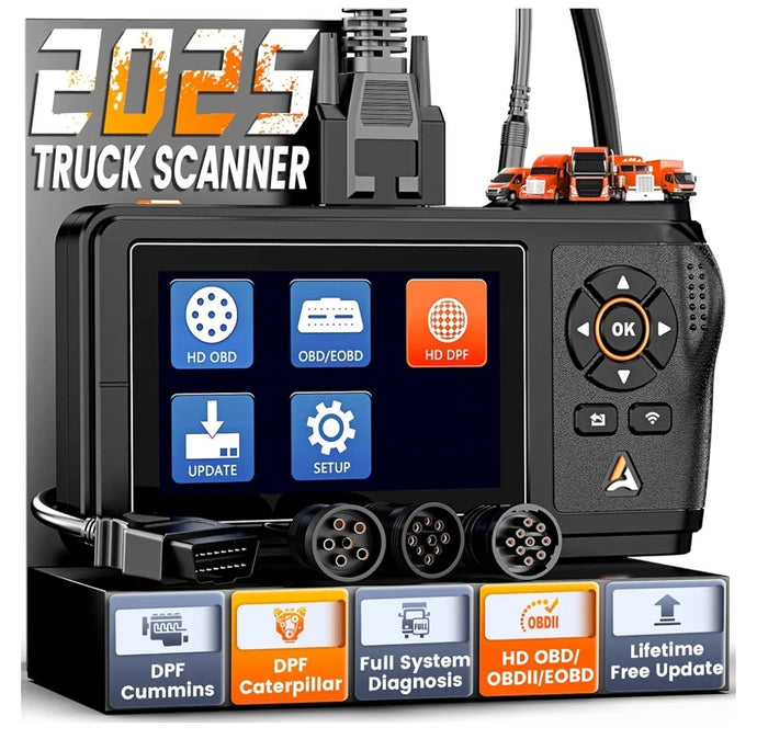 ANCEL Escáner de camión resistente HD430, restablecimiento de DPF y regeneración forzada para motores Cummins y Caterpillar, escáner diesel HDOBD de sistema completo OBD2, herramienta de escan