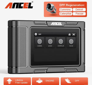 ANCEL Escáner de camión resistente HD3400 Herramienta de escaneo diésel para Cummins, Detroit, Oruga, Paccar con Regen DPF, Herramienta de diagnóstico diésel para todo sistema OBD2 escáner camión y coche 2 en 1 lector de código