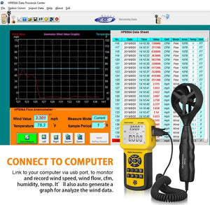 BTMETER BT-856A Pro CFM Anemómetro mide la velocidad del viento, el flujo de viento, la temperatura del viento para HVAC flujo de aire medidor de velocidad con USB