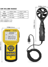 Cargar imagen en el visor de la galería, BTMETER BT-856A Pro CFM Anemómetro mide la velocidad del viento, el flujo de viento, la temperatura del viento para HVAC flujo de aire medidor de velocidad con USB