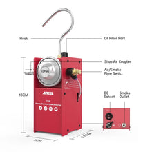 Cargar imagen en el visor de la galería, Ancel S100 Detector de fugas de máquina de humo EVAP automotriz con adaptador de puerto de servicio, medidor de flujo ajustable de 12 V, probador de humo de vacío