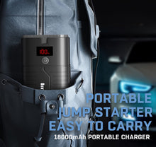 Cargar imagen en el visor de la galería, Imazing Arrancador portátil de coche – 2000 A pico 18000 mAh (hasta 8.0 L de gas o motor diésel de 7.5 L) Paquete de alimentación portátil de 12 V con cables de puente indicadores, control de calidad 3.0 y luz LED