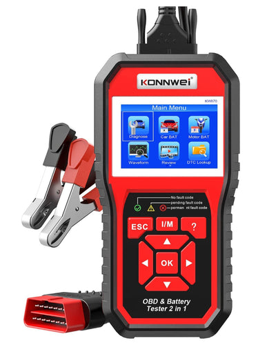 OBDII - Escáner de código de diagnóstico automático (KW870) - Probador universal de batería de automóvil 2 en 1 herramientas de escaneo de diagnóstico automático