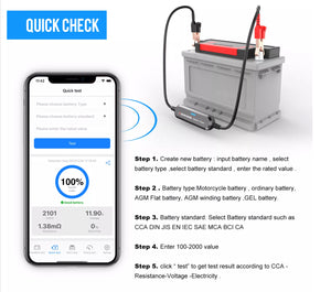 KONNWEI BK100 6 V 12 V Bluetooth 5.0 probador de batería de coche, 100-2000 CCA probador de carga alternador automotriz, analizador digital de batería automático, probador de sistema de arranque para coche, camión, navidad, SUV, barco