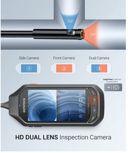 Boroscopio de pantalla IPS de 4.5 pulgadas, endoscopio de doble lente HD 1080P con pantalla dividida, cámara de inspección de 0.311 in con batería de 3500 mAh, cable de 16.5 pies