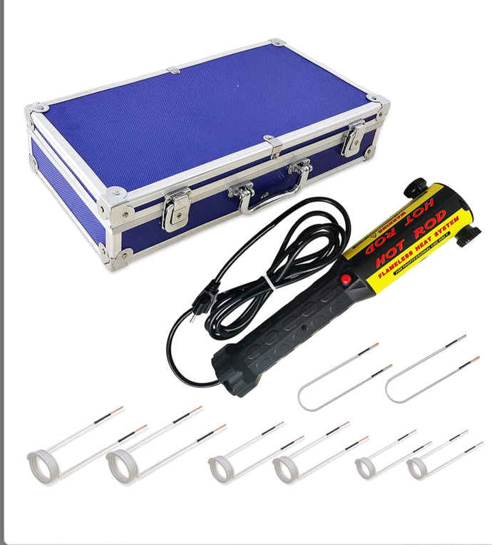 Kit de calentador de inducción magnético, 1000 W y 110 V de mano automotriz sin llama, herramienta Buster para quitar tornillos oxidados con 8 bobinas y caja