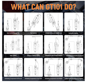 GODIAG GT101 - Probador de sonda de circuito de prueba 6 V 40 V CC, probador de fusibles de relé, comprobación de resistencia de diodos para motocicletas, coches, camiones